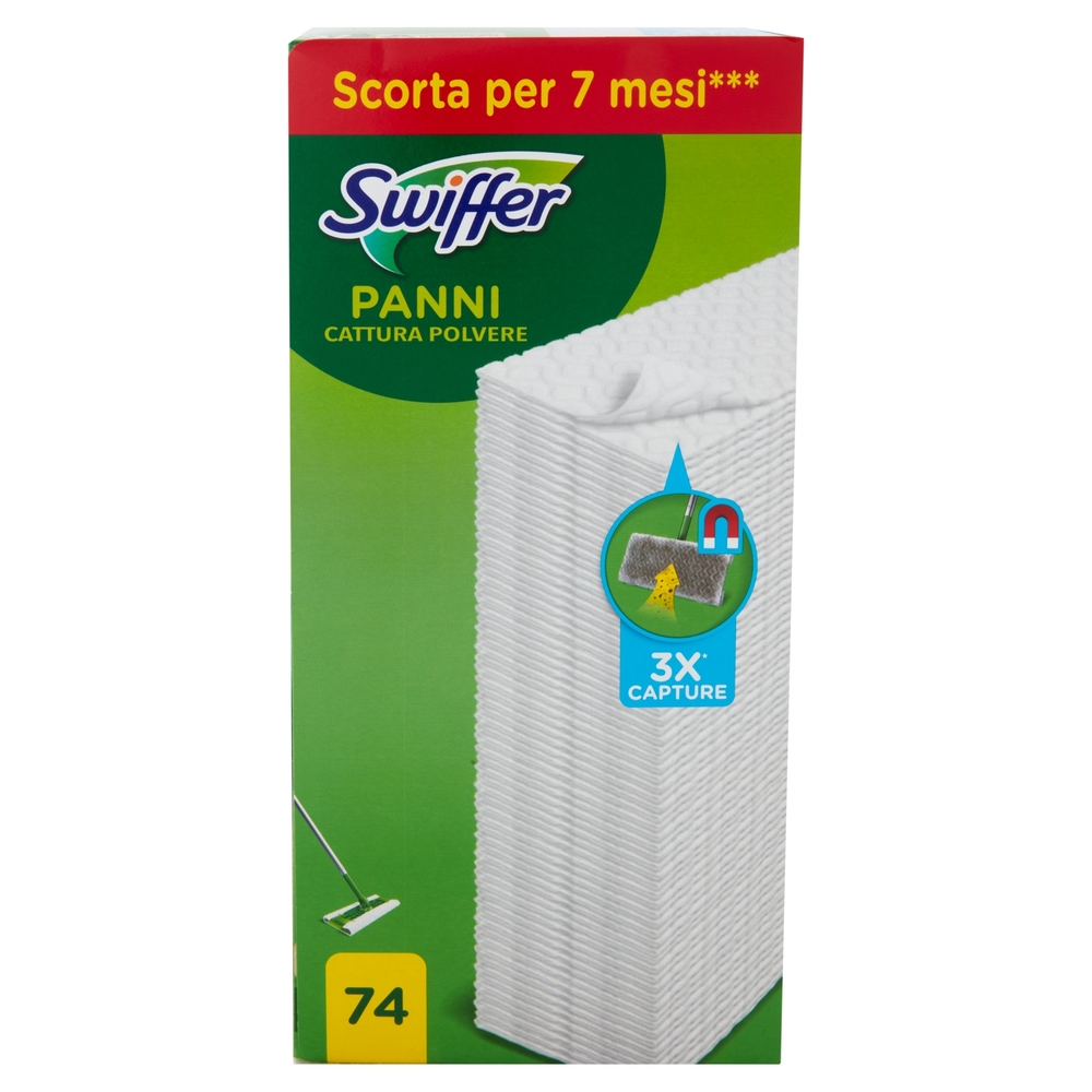 Swiffer Dry Panni Cattura Polvere per Scopa Swiffer - Ricarica 74 Salviette